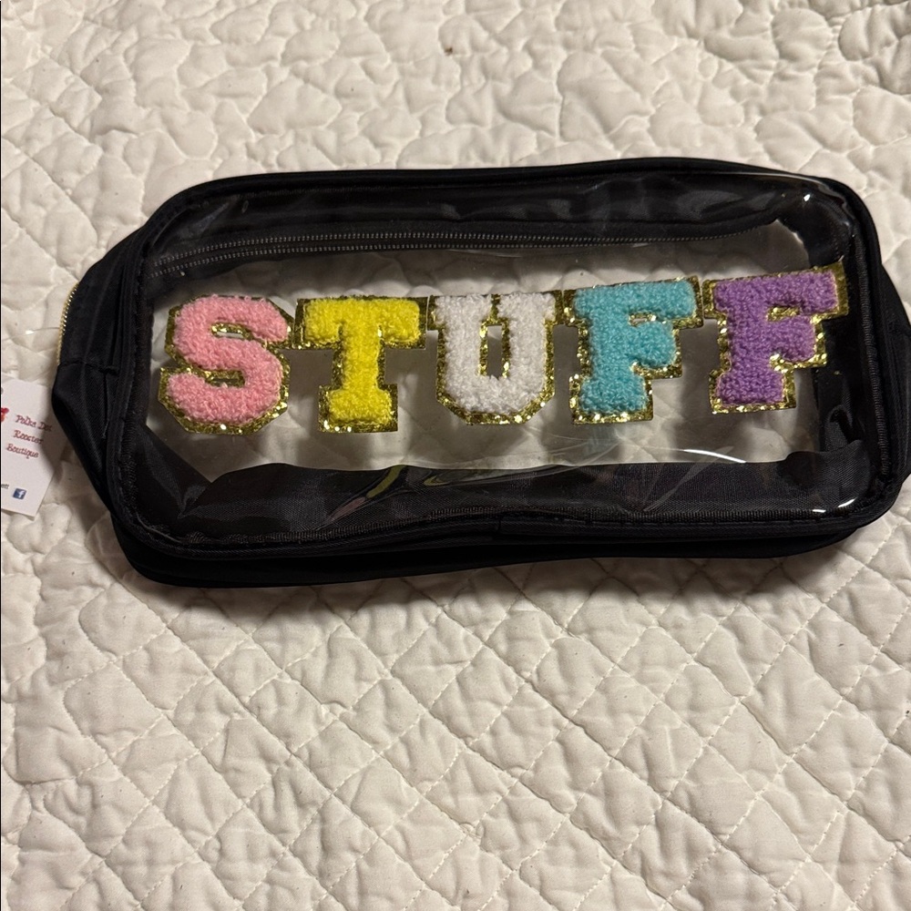 Colorful 'STUFF' Transparent Cosmetic Bag